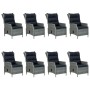 Set comedor jardín 9 pzas y cojines ratán sintético gris claro
