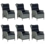 Set comedor jardín 7 pzas y cojines ratán sintético gris claro