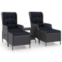 Set muebles jardín 3 pzas ratán sintético gris oscuro y cojines