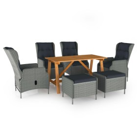 Juego de comedor para jardín de 7 piezas gris claro