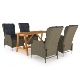 Juego de comedor para jardín de 5 piezas marrón