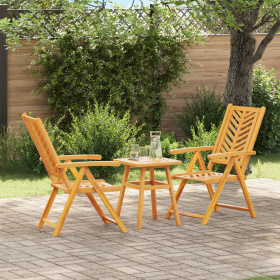 Juego Bistro de Jardín 3 pcs Marrón madera maciza de acacia