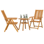 Juego Bistro de Jardín 3 pcs Marrón madera maciza de acacia