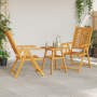 Juego Bistro de Jardín 3 pcs Marrón madera maciza de acacia