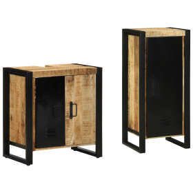Juego de muebles de baño 2 pcs Marrón Madera de mango maciza