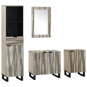 Juego de muebles de baño 4 pcs Madera Nuez 38 x 33 x 160 cm