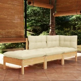 Gartenmöbel 3 Stück Kissen aus massivem cremefarbenem Kiefernholz von vidaXL, Gartensets - Ref: Foro24-3096280, Preis: 235,88...