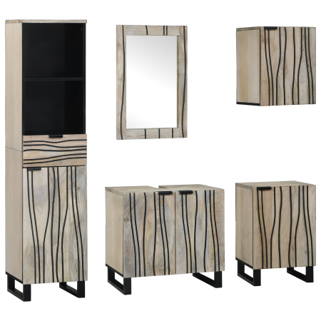 Juego de muebles de baño 5 pcs Madera Nuez 38 x 33 x 160 cm