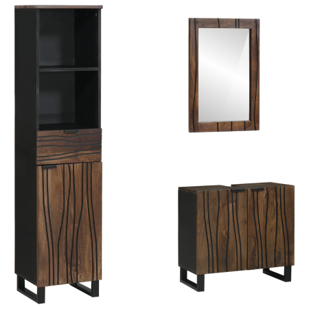Juego de muebles de baño 3 pcs Madera Nuez 38 x 33 x 160 cm
