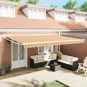 Toldo Retráctil Manual Multicolor 500x300 cm Tela