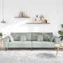 Sofá de terciopelo con cojín con almohada Gris Claro 208 cm