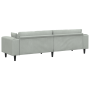Sofá de terciopelo con cojín con almohada Gris Claro 208 cm