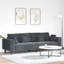 Sofá de terciopelo con cojín con almohada Gris oscuro 208 cm