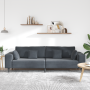 Sofá de terciopelo con cojín con almohada Gris oscuro 208 cm