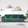 Sofá de terciopelo con cojín con almohada Verde oscuro 208 cm