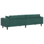 Sofá de terciopelo con cojín con almohada Verde oscuro 208 cm