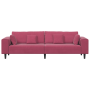 Sofá de terciopelo con cojín con almohada Rojo vino 208 cm
