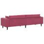 Sofá de terciopelo con cojín con almohada Rojo vino 208 cm