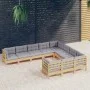 Garden furniture set 10 pieces and pine wood cushions by vidaXL, Garden sets - Ref: Foro24-3096994, Price: 794,09 €, Discount: %