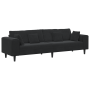 Sofá de terciopelo con cojín con almohada Negro 208 cm