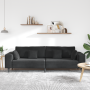 Sofá de terciopelo con cojín con almohada Negro 208 cm