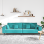 Sofá de terciopelo con cojín con almohada Turquesa 208 cm