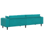 Sofá de terciopelo con cojín con almohada Turquesa 208 cm