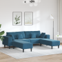 Sofá de terciopelo con cojín con almohada 3 pcs Azul 208 cm