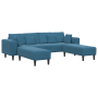 Sofá de terciopelo con cojín con almohada 3 pcs Azul 208 cm