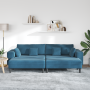 Sofá de terciopelo con cojín con almohada 3 pcs Azul 208 cm