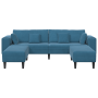 Sofá de terciopelo con cojín con almohada 3 pcs Azul 208 cm