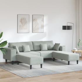 Sofá de terciopelo con cojín 3 pcs Gris Claro 208 cm Terciopelo