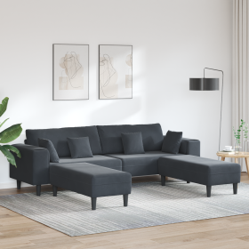 Sofá de terciopelo 3 pcs Gris oscuro 208 cm Terciopelo