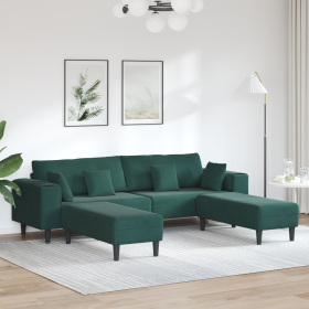 Sofá de terciopelo 3 pcs Verde oscuro 208 cm Terciopelo