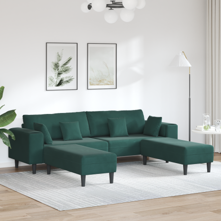 Sofá de terciopelo 3 pcs Verde oscuro 208 cm Terciopelo