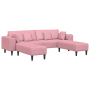 Sofá de terciopelo con cojín con almohada 3 pcs Rosa 208 cm
