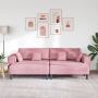 Sofá de terciopelo con cojín con almohada 3 pcs Rosa 208 cm