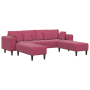 Sofá de terciopelo con cojín 3 pcs Rojo vino 208 cm Terciopelo