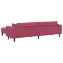 Sofá de terciopelo con cojín 3 pcs Rojo vino 208 cm Terciopelo