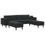 Sofá de terciopelo con cojín con almohada 3 pcs Negro 208 cm