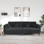 Sofá de terciopelo con cojín con almohada 3 pcs Negro 208 cm