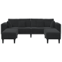 Sofá de terciopelo con cojín con almohada 3 pcs Negro 208 cm