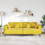 Sofá de terciopelo con cojín 3 pcs Amarillo 208 cm Terciopelo