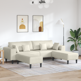 Sofá de terciopelo con cojín con almohada 3 pcs Crema 208 cm