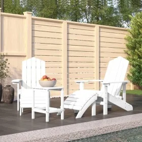 Sillas de jardín Adirondack con reposapiés y mesa HDPE blanco de vidaXL, Sillas de jardín - Ref: Foro24-3095712, Precio: 404,...