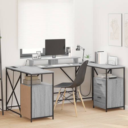 Escritorio Gris sonoma 182 x 101 x 87.5 cm Madera contrachapada