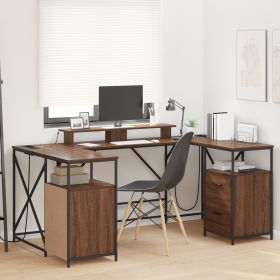 Escritorio con cajón con almacenamiento Roble Marrón 182 x 101