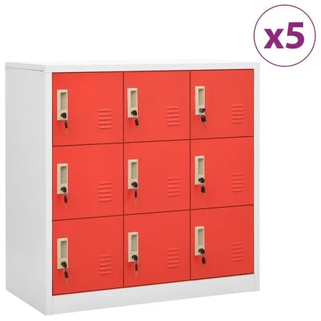Locker cabinets 5 units of gray and red steel 90x45x92.5 cm by vidaXL, Lockers and storage cabinets - Ref: Foro24-3095245, Pr...