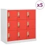 Armarios taquilla 5 uds de acero gris y rojo 90x45x92,5 cm de vidaXL, Taquillas y armarios de almacenamiento - Ref: Foro24-30...