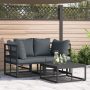 Conjunto de sofá de jardín 3 pcs Negro 70 x 70 x 32 cm Aluminio